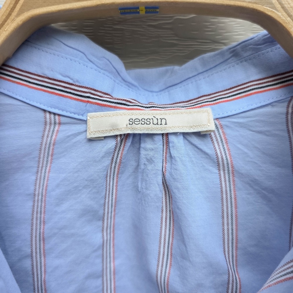 Sessun Botan Blue Stripe Button Up Shirt Womens M Relaxed French Minimalist - Picture 4 of 9